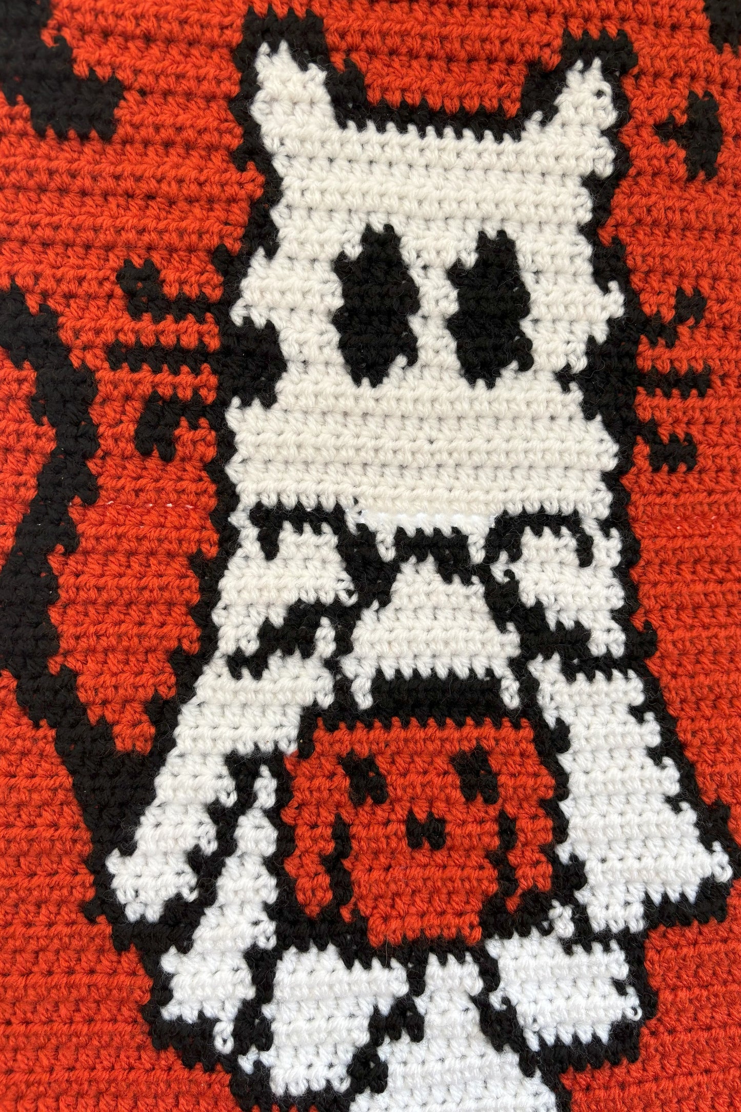 Ghost-Kitty Cat Spooky Halloween Crochet Tapestry Wall Hanging