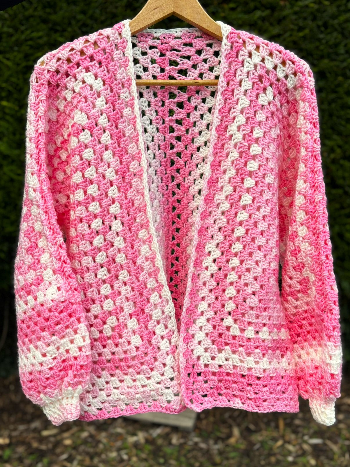 Lightweight Pink Ombre hexi cardigan