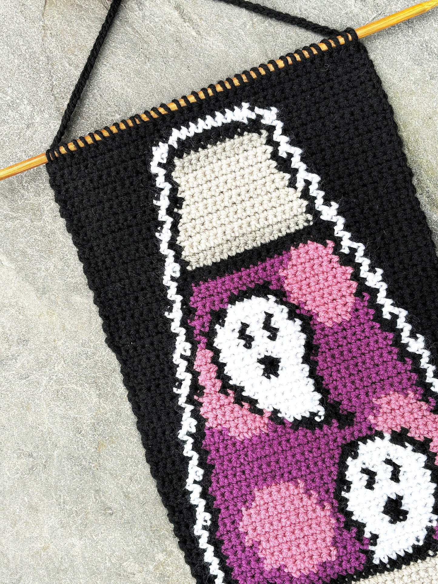 Ghosts Lava Lamp crochet wall hanging