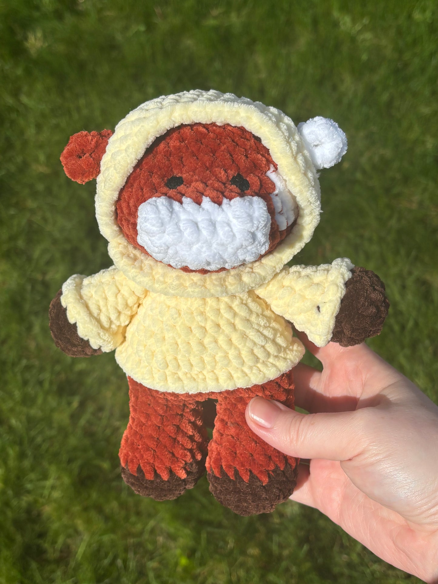 Crochet cow in a hoodie plushie