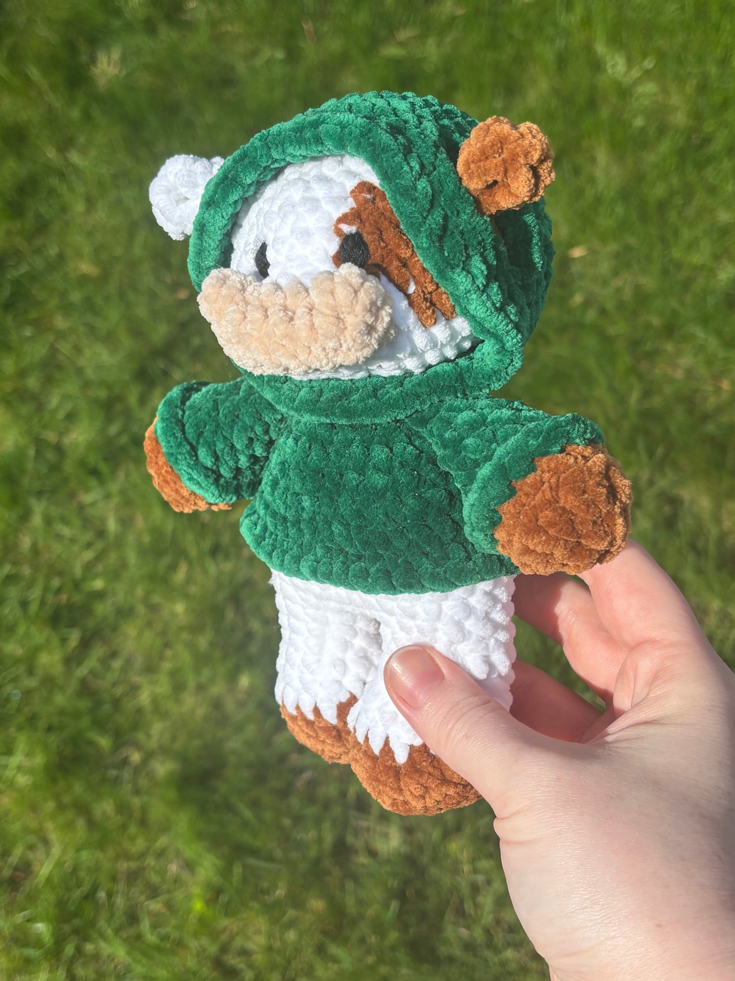 Crochet cow in a hoodie plushie