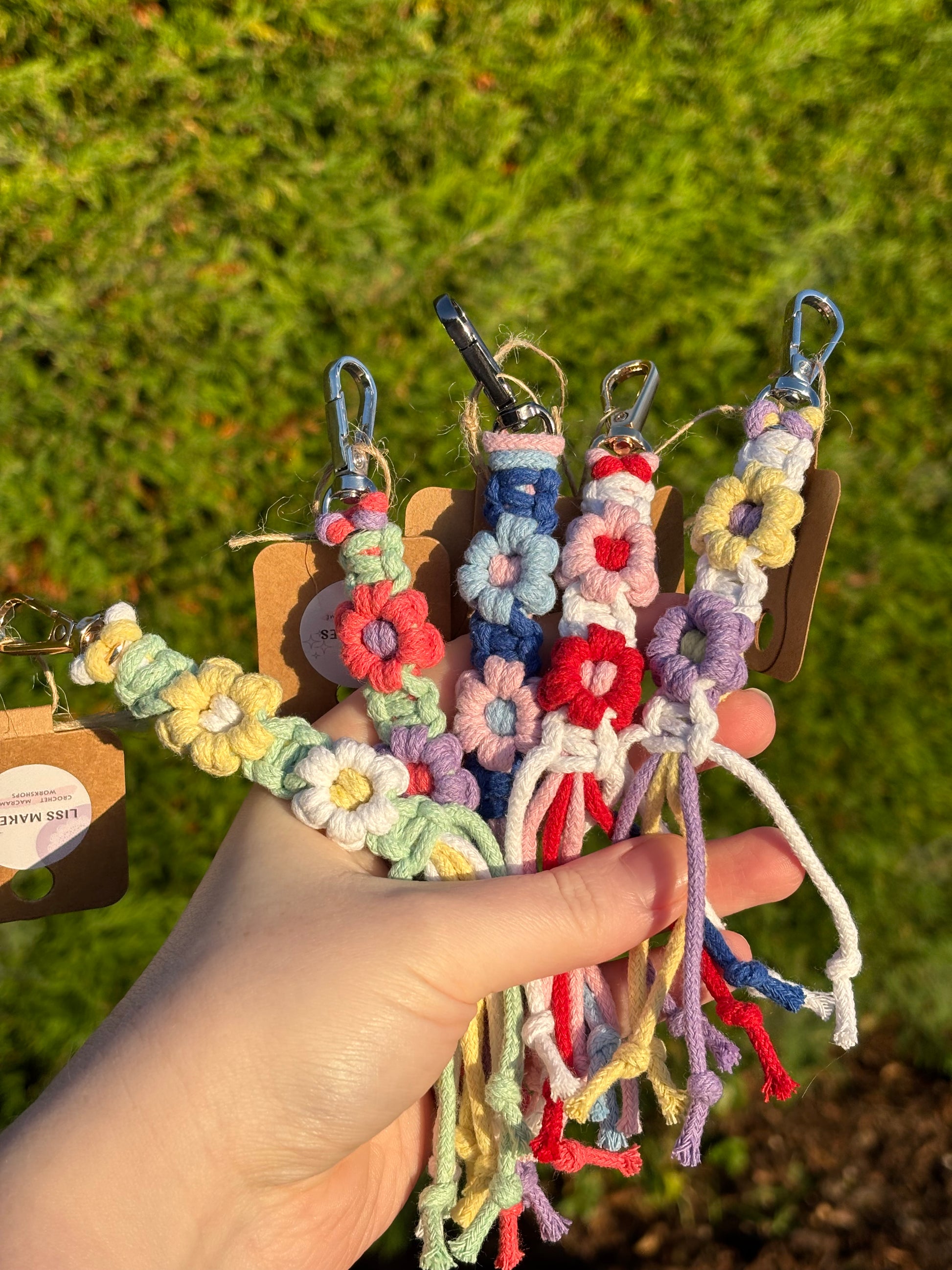 Macrame Flower Keychain Easy Macrame Keychains Keychain Custom