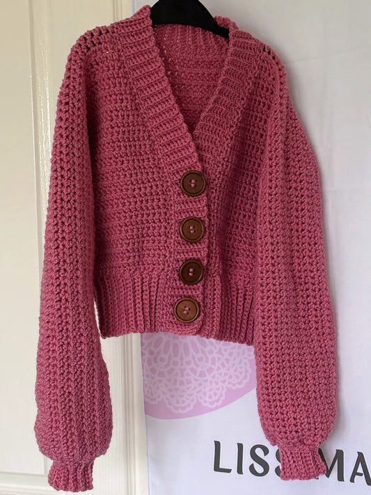 Dusty Pink Cropped Cardigan