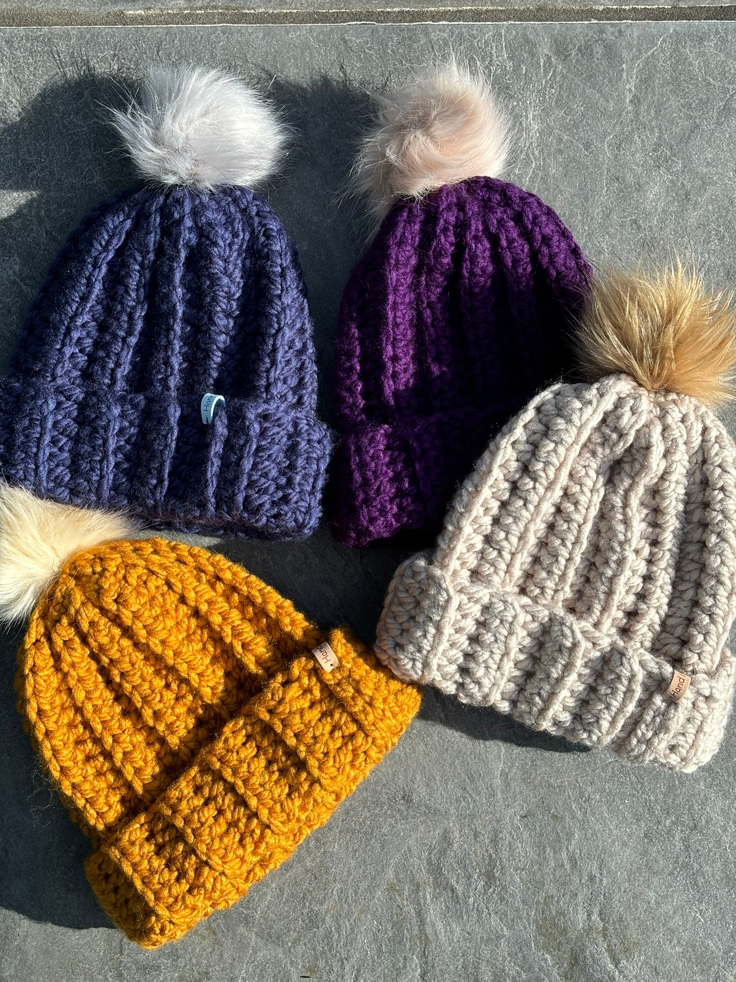 Chunky beanie with pom-pom