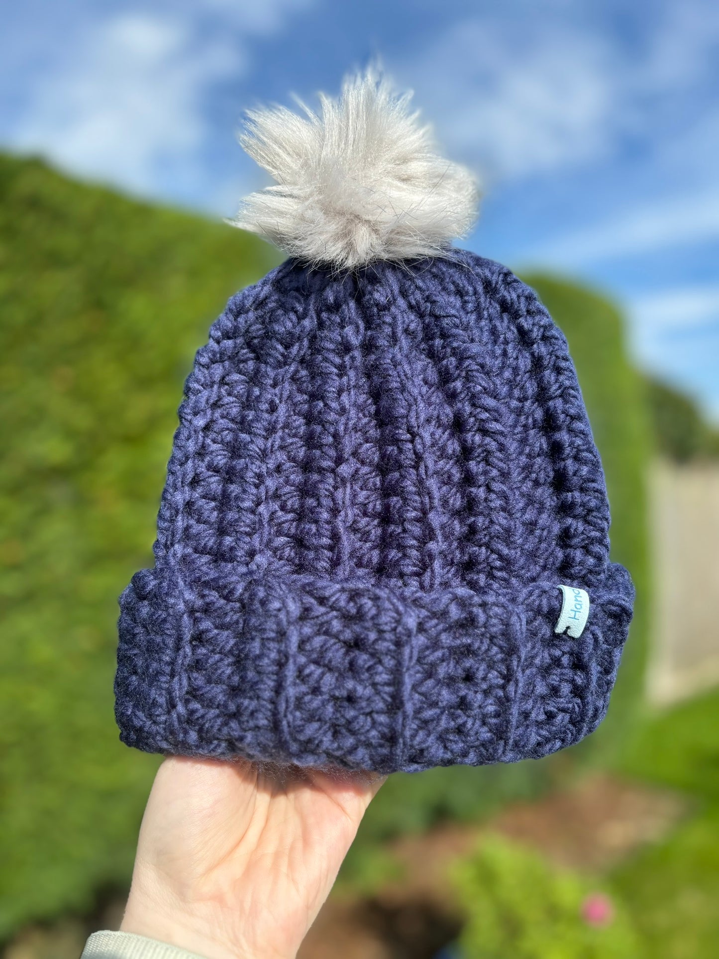 Chunky beanie with pom-pom