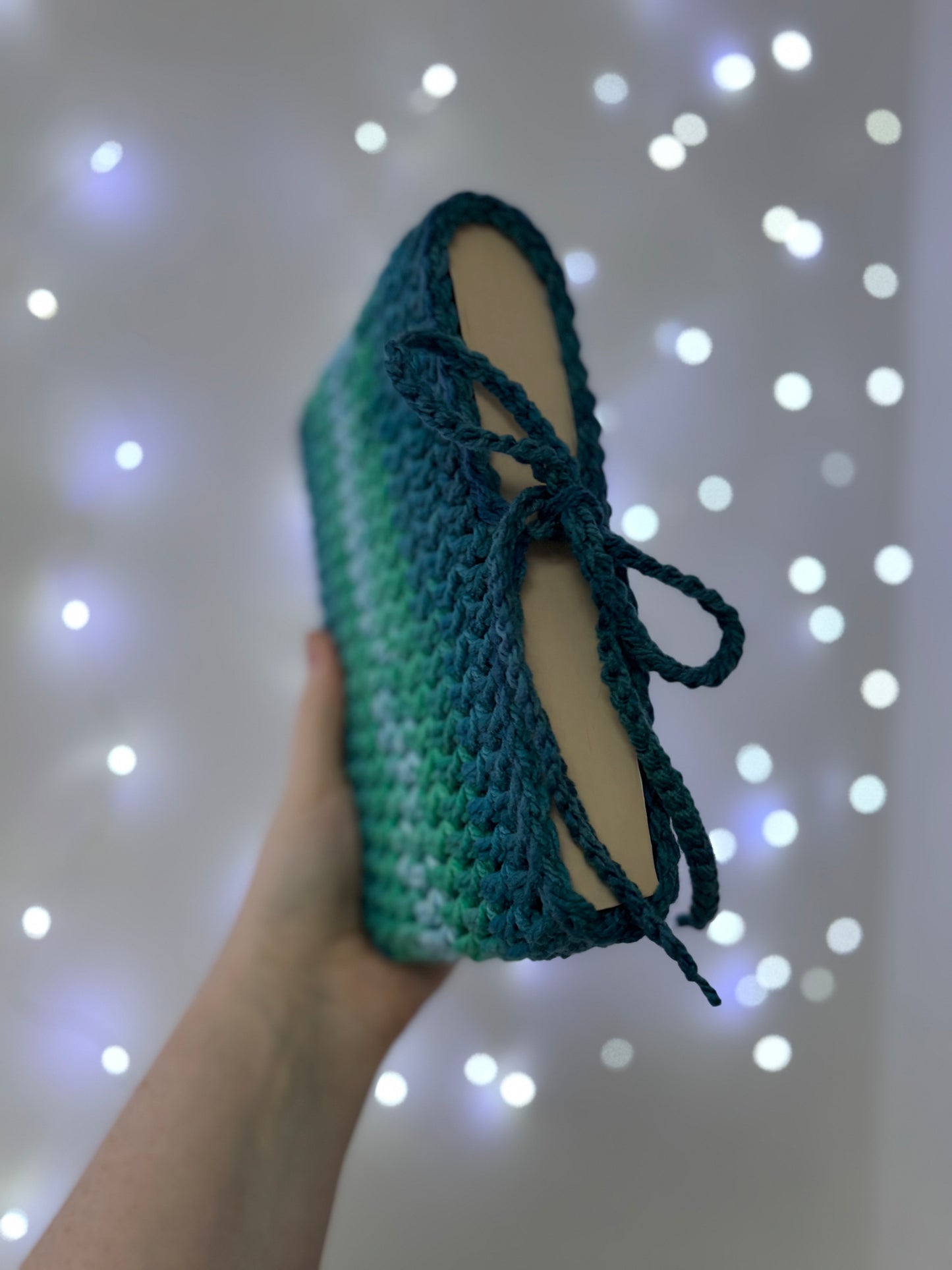 Ombre Blue / Green Crochet Book Sleeve / Book Cover