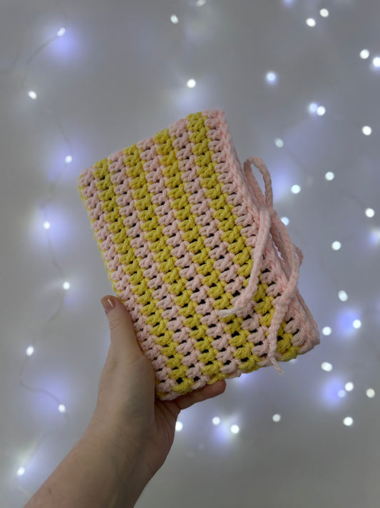 Pastel Pink & Yellow Crochet Book Sleeve / Book Cover (Copy)