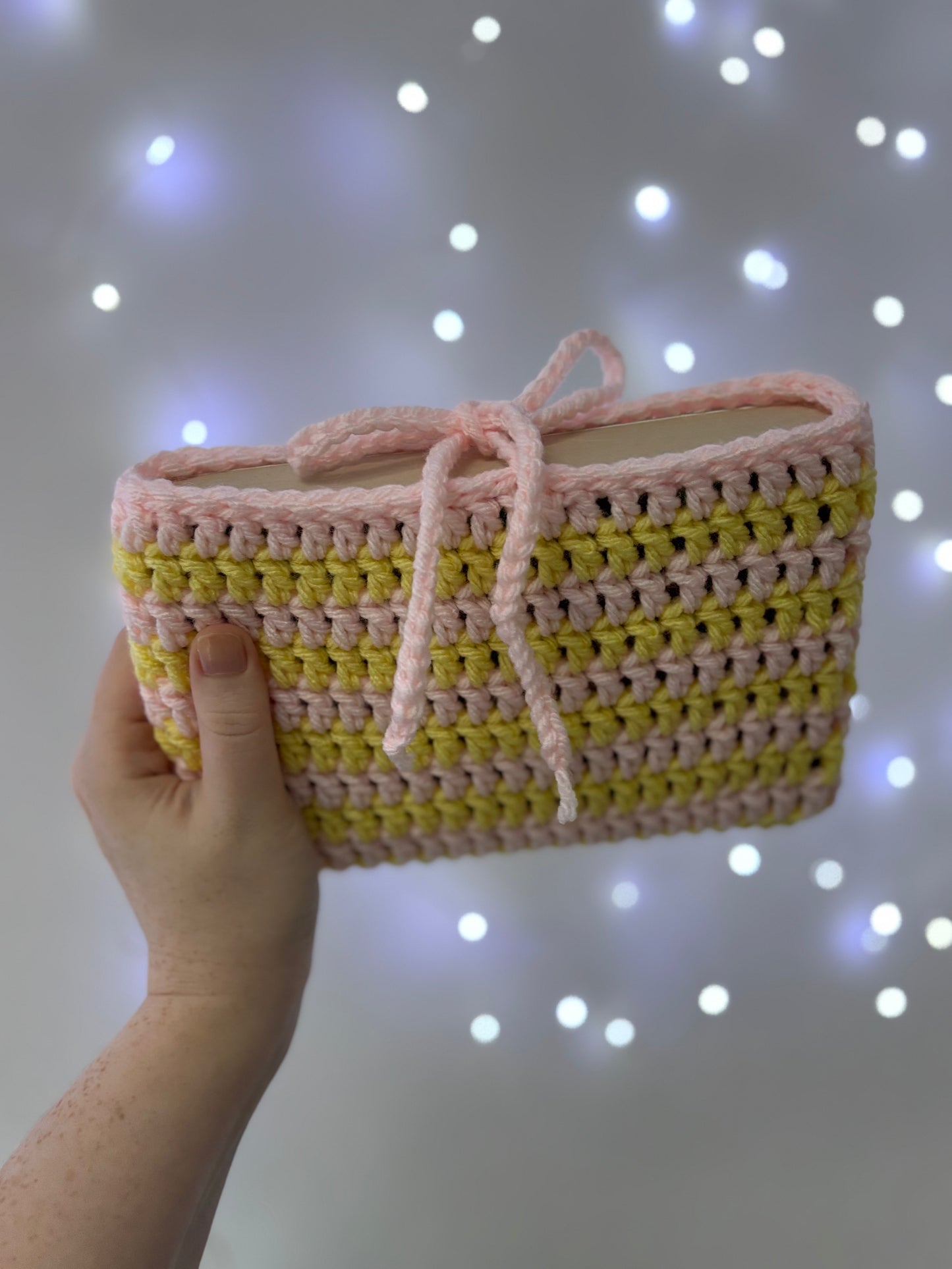 Pastel Pink & Yellow Crochet Book Sleeve / Book Cover (Copy)